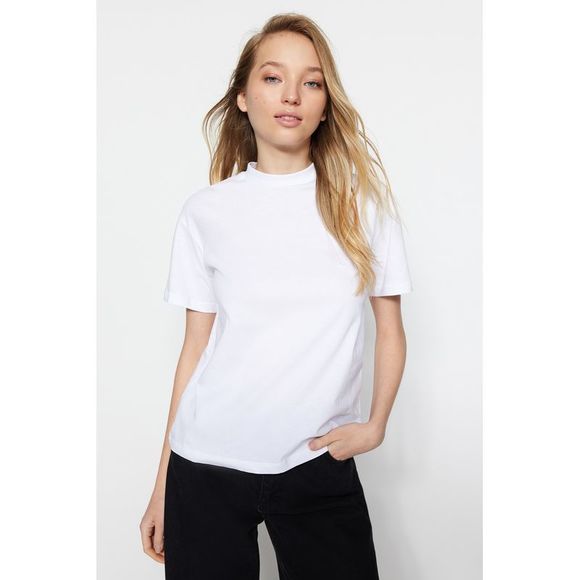 NWT Trendyol Women Regular Standing collar Knit T-Shirt - Picture 4 of 13